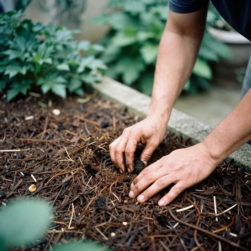 Wood chip mulch application