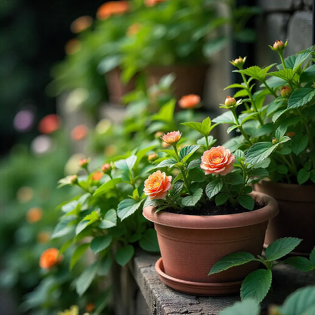Seasonal transition in terrace garden
